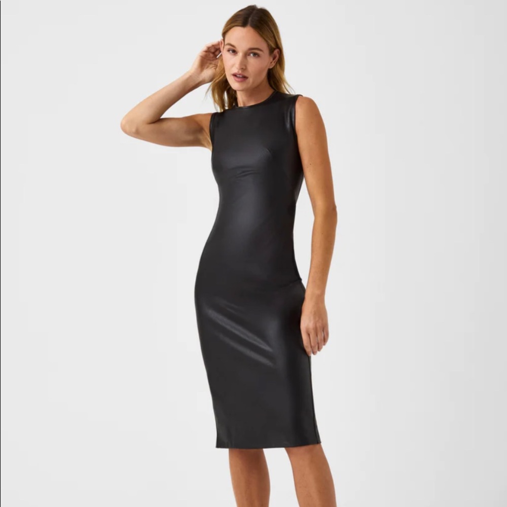 Spanx Leather Sleeveless Sheath Dress
